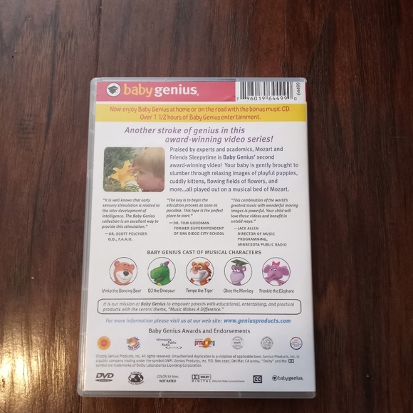 Baby Genius MOZART AND FRIENDS SLEEPYTIME on DVD + MUSIC CD - Picture 2 of 2